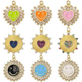 Copper Dripping Oil Smile Face Charms with CZ Jewelry Accessories