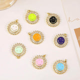 Copper Dripping Oil Smile Face Charms with CZ Jewelry Accessories