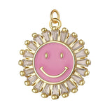 Copper Dripping Oil Smile Face Charms with CZ Jewelry Accessories