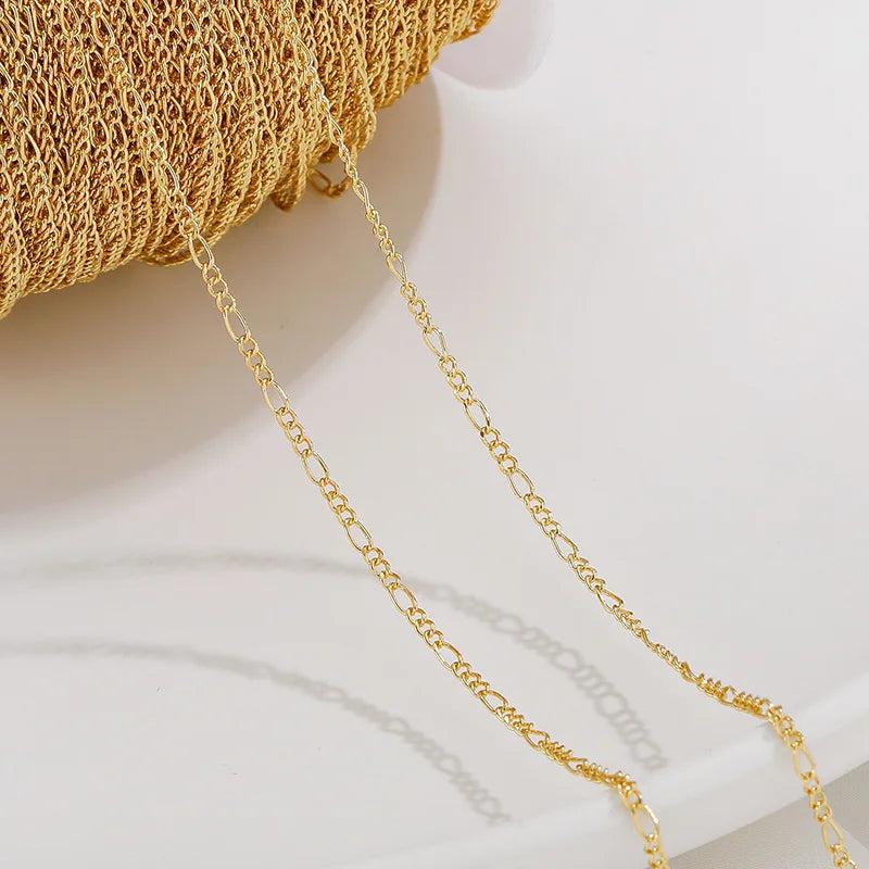 1M Brass 14K Plated Chain for Jewelry Making DIY