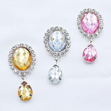 10pcs Oval Rhinestone Pendant Wedding Wine Glass Decoration DIY Jewelry