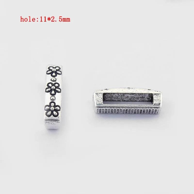 20pcs Flat Slider Beads Spacer for Flat Leather Cord Jewelry Accessories