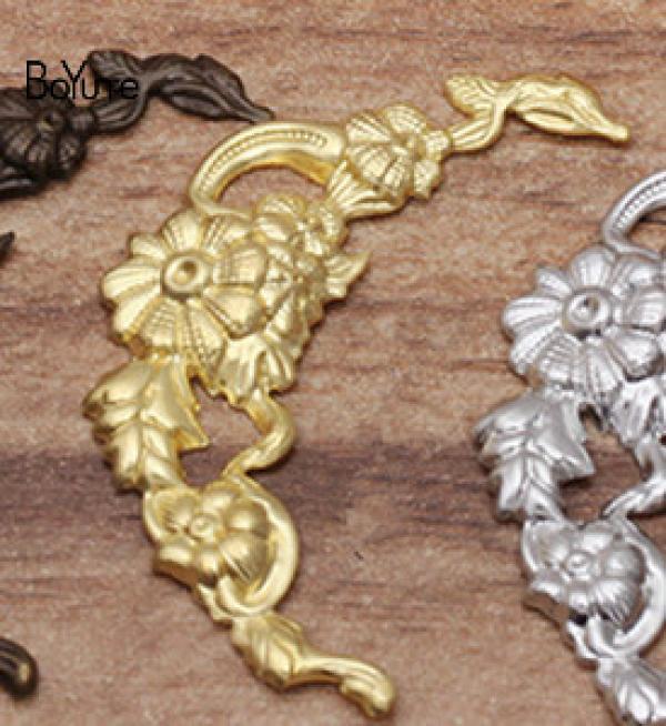 BoYuTe 100Pcs 40MM Stamping Metal Flower Base Hand Brass DIY Jewelry Findings