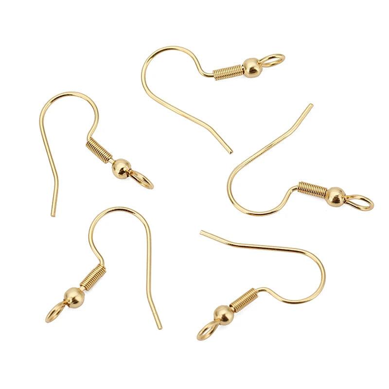 50pcs Stainless Steel Earrings Hooks Clasp Wire Hypoallergenic for DIY Jewelry