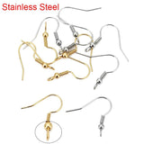 50pcs Stainless Steel Earrings Hooks Clasp Wire Hypoallergenic for DIY Jewelry