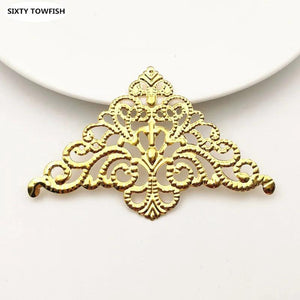 10 Antique Bronze/Gold Metal Filigree Flowers Charms Pendant Base Jewelry DIY