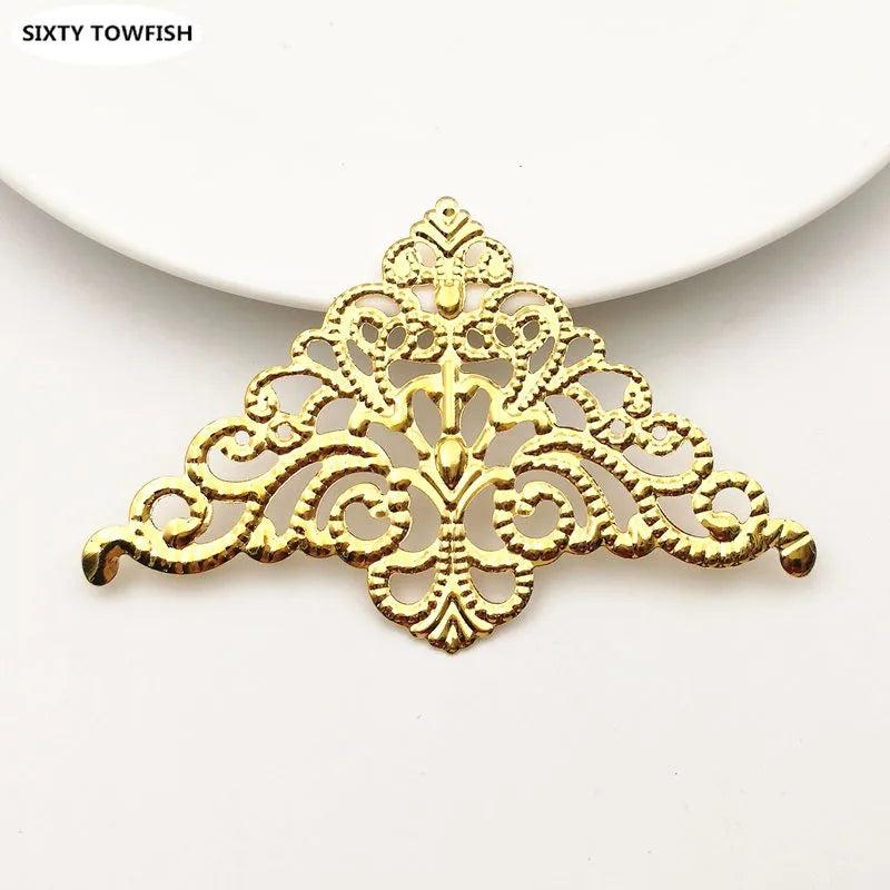 10 Antique Bronze/Gold Metal Filigree Flowers Charms Pendant Base Jewelry DIY