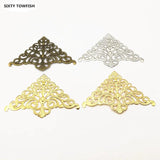 10 Antique Bronze/Gold Metal Filigree Flowers Charms Pendant Base Jewelry DIY