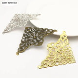 10 Antique Bronze/Gold Metal Filigree Flowers Charms Pendant Base Jewelry DIY