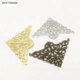 10 Antique Bronze/Gold Metal Filigree Flowers Charms Pendant Base Jewelry DIY