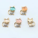 5pcs Cat Crystal Rhinestone Button - Wedding Dress DIY Decoration