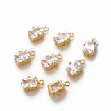 4pcs 14k Plated Charms Crystal Pendant DIY Earrings Findings Components