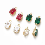 4pcs 14k Plated Charms Crystal Pendant DIY Earrings Findings Components