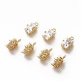 4pcs 14k Plated Charms Crystal Pendant DIY Earrings Findings Components
