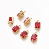 4pcs 14k Plated Charms Crystal Pendant DIY Earrings Findings Components