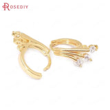 4PCS 17MM 24K Brass Zircon Peacock Tail Loop Hoops Earrings Clasps