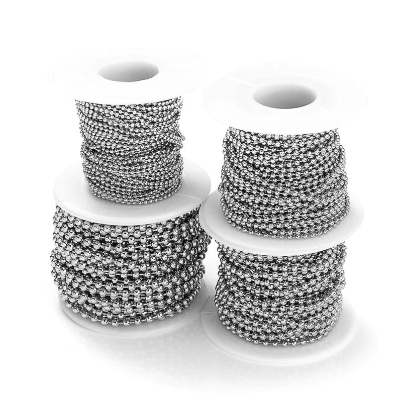 5 yd Stainless Steel Beaded Ball Chains for DIY Necklaces