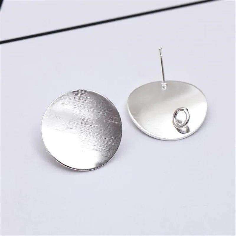 10 Pcs Iron 20mm Brushed Back Welding Pin & Ring Earrings