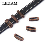 10pcs Antique Copper Geometric Slider Beads for Leather Cord