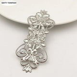 20 PCS 74*30mm Metal Filigree Flowers Slice Charms Base Setting