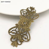 20 PCS 74*30mm Metal Filigree Flowers Slice Charms Base Setting