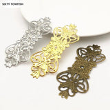 20 PCS 74*30mm Metal Filigree Flowers Slice Charms Base Setting