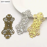 20 PCS 74*30mm Metal Filigree Flowers Slice Charms Base Setting