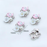 10pcs Flower Crystal Bird Necklace Pendant DIY Rhinestone Jewelry