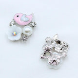 10pcs Flower Crystal Bird Necklace Pendant DIY Rhinestone Jewelry