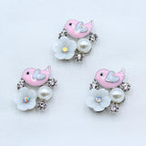 10pcs Flower Crystal Bird Necklace Pendant DIY Rhinestone Jewelry