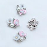 10pcs Flower Crystal Bird Necklace Pendant DIY Rhinestone Jewelry