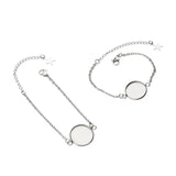 5pcs Stainless Steel Round Bezel Tray Bracelet Base for DIY Jewelry 20.5mm Chain
