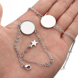 5pcs Stainless Steel Round Bezel Tray Bracelet Base for DIY Jewelry 20.5mm Chain