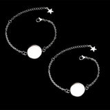 5pcs Stainless Steel Round Bezel Tray Bracelet Base for DIY Jewelry 20.5mm Chain