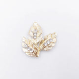 10 PCS Metal Rhinestone Leaves 26*29mm Headwear Jewelry Making
