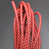 4mm Red Braided Leather Cords for Jewelry Making