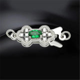 Gold/Silver Pearl Necklace Emerald Fish Hook Buckle
