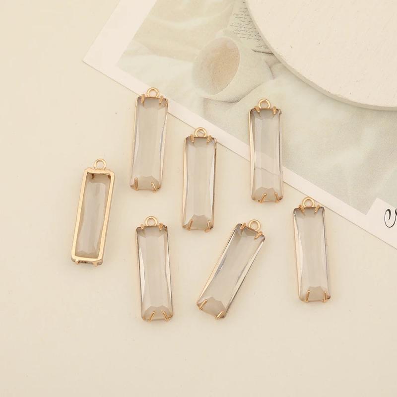 6Pcs Large Rectangle Crystal Pendants Charms DIY Jewelry Findings