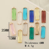 6Pcs Large Rectangle Crystal Pendants Charms DIY Jewelry Findings