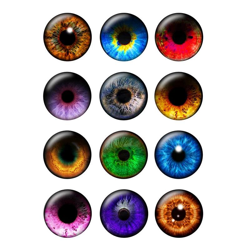 12 Pairs Glass Eye Chips 14mm Transparent for DIY Jewelry H208