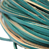 Teal Coated Cow Hide Real Leather Strip 3mm Wide Cord