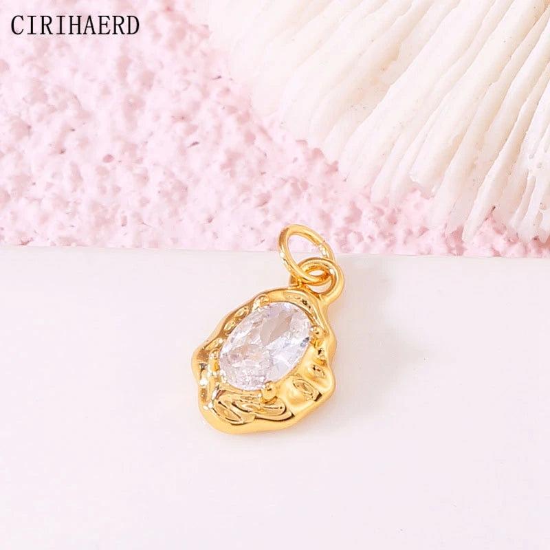 Irregular Geometric Necklace Pendants Micro Mosaic Crystal Zircon Earring Charms