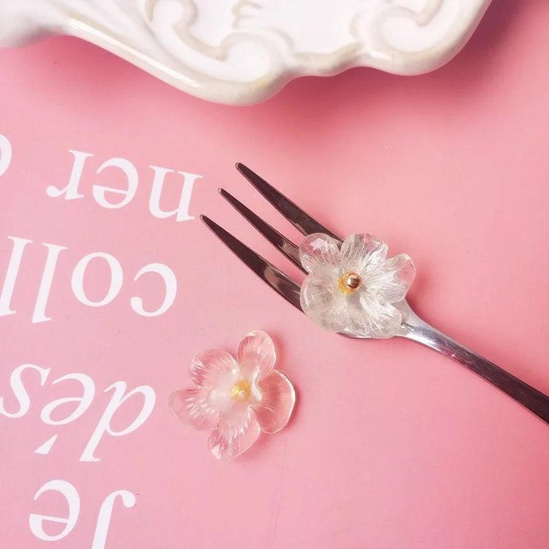 Korean Dongdaemun Clear Crystal Flower Earrings for Girls