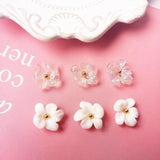 Korean Dongdaemun Clear Crystal Flower Earrings for Girls