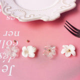 Korean Dongdaemun Clear Crystal Flower Earrings for Girls