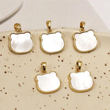 2pcs 14K Copper Clad Bear Head Pendant Natural Shell DIY Jewelry Making