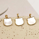 2pcs 14K Copper Clad Bear Head Pendant Natural Shell DIY Jewelry Making