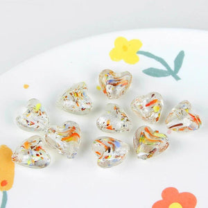 10PCS Heart Shape Glass Beads Pendant Charms for Jewelry Making DIY