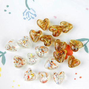 10PCS Heart Shape Glass Beads Pendant Charms for Jewelry Making DIY