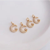 12mm CZ Moon Star Charm Pendant DIY Jewelry Supply Bulk